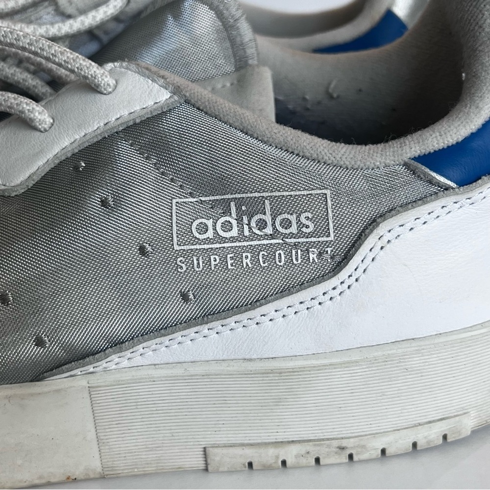 Adidas Mena Supercourt White leather Scarlet Suede Mesh Discontinued Size 12 ➡️ - Picture 5 of 9